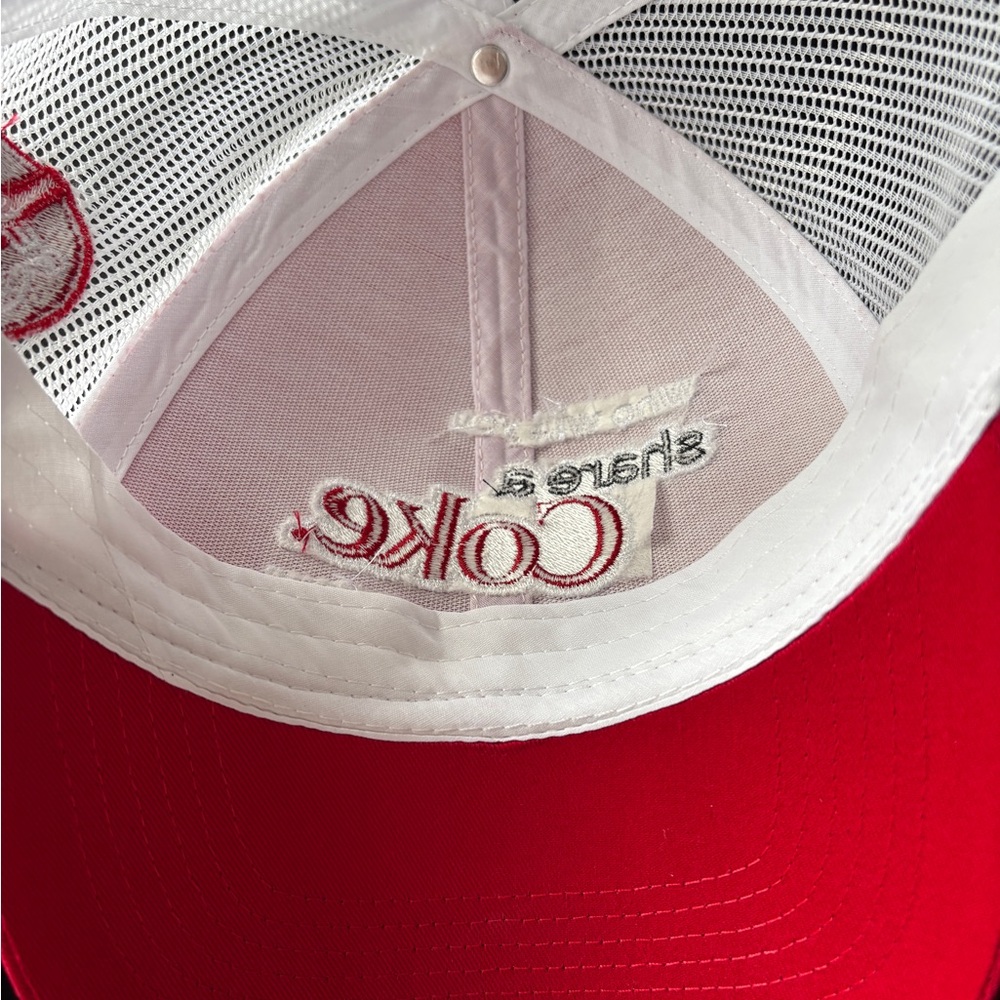 “Who will you share a Coke with?” Trucker Hat Coca-Cola Red and White Mesh Cap - Picture 5 of 6